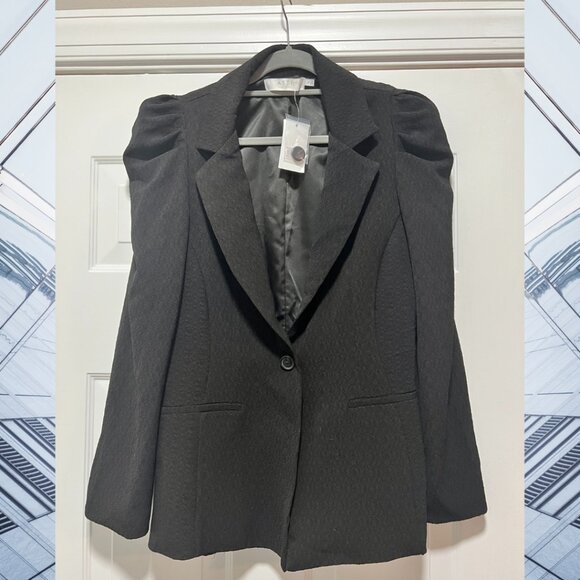 NWT ASTR the Label Black Shoulder Pad Blazer Size Large - Picture 2 of 4
